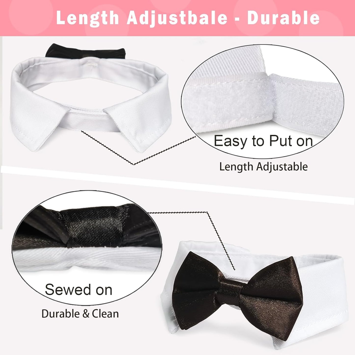 Classic Tuxedo Dog Bow Tie – Formal Charm for Weddings & Parties