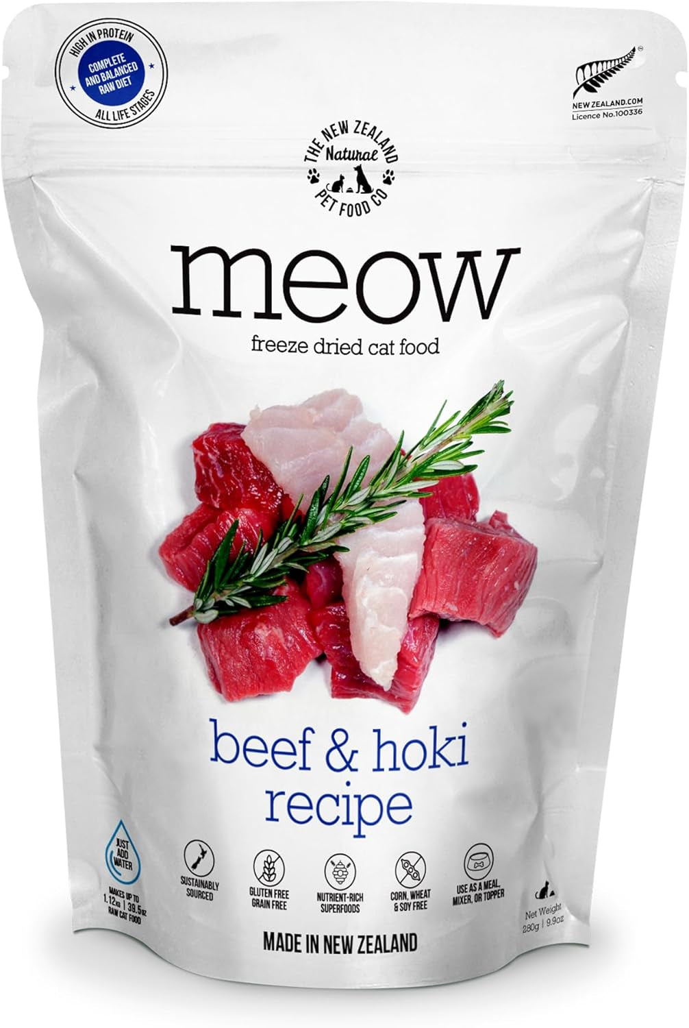 Meow Beef & Hoki Freeze-Dried Raw Cat Food – 9.9 oz.