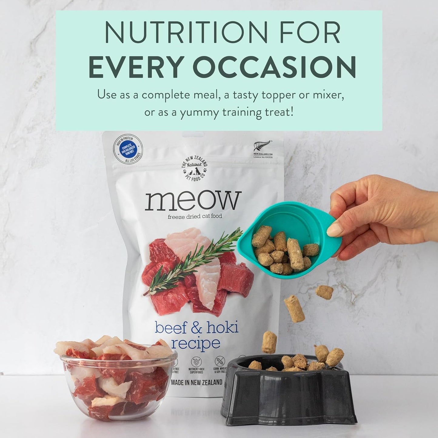 Meow Beef & Hoki Freeze-Dried Raw Cat Food – 9.9 oz.