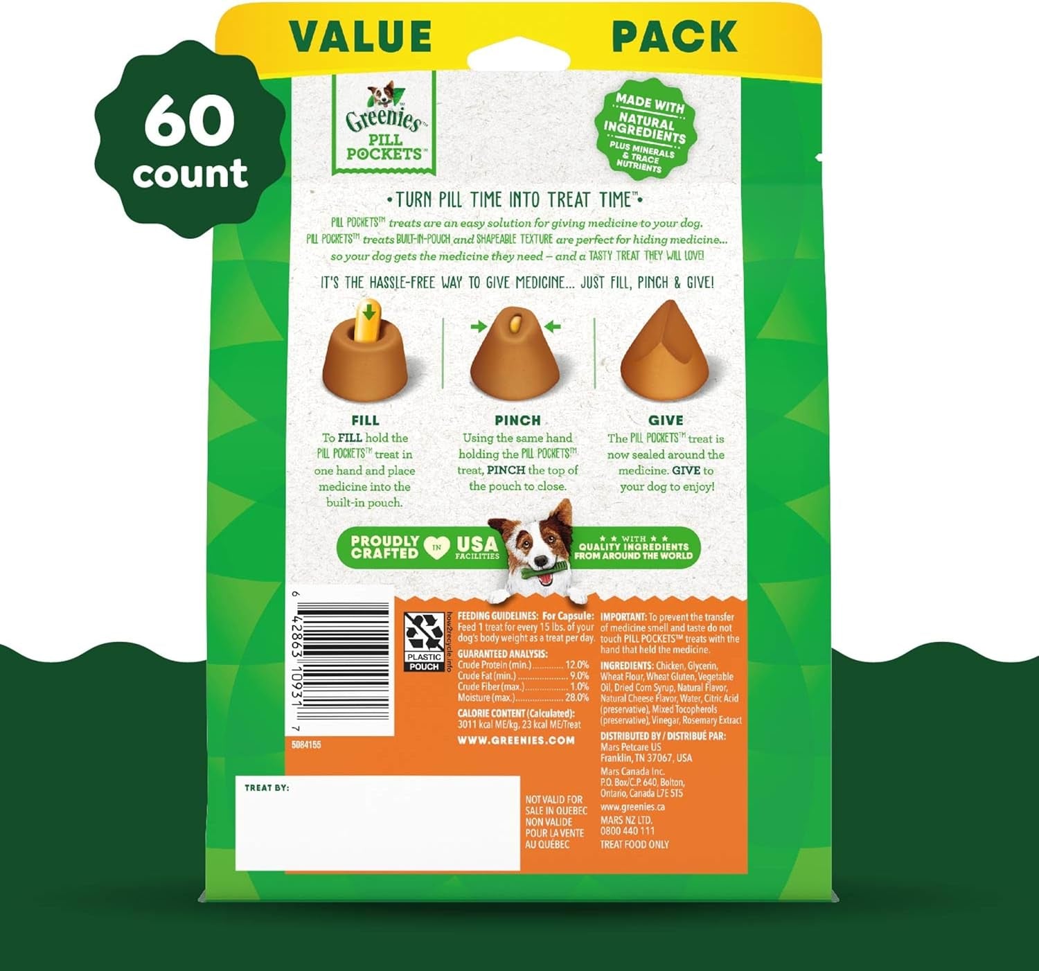 Greenies Pill Pockets Cheese Soft Dog Treats – 15.8 oz (60 Count)
