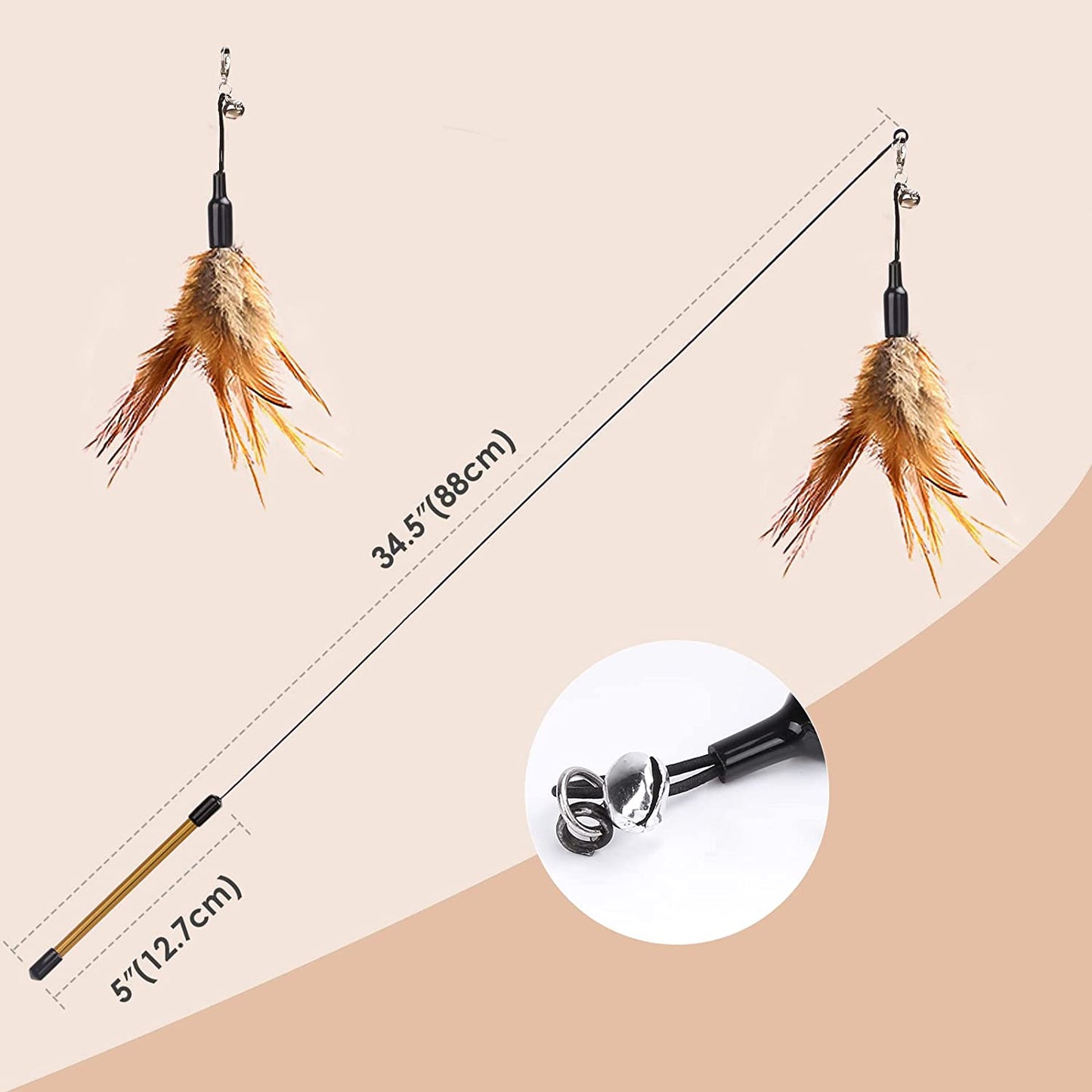 Feather Wand with Bell – 34.5" Long