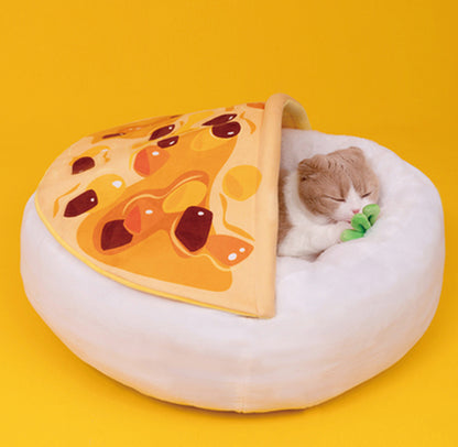 Cat Nest Bed with Built-in Blanket