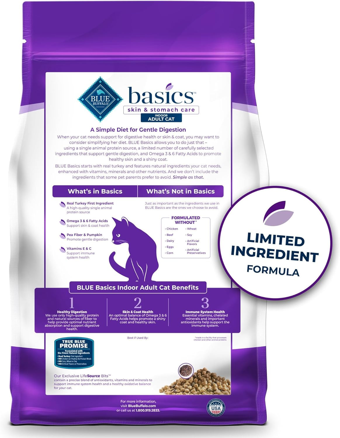 Basics Turkey & Potato Grain-Free Indoor Dry Cat Food – 11 lb