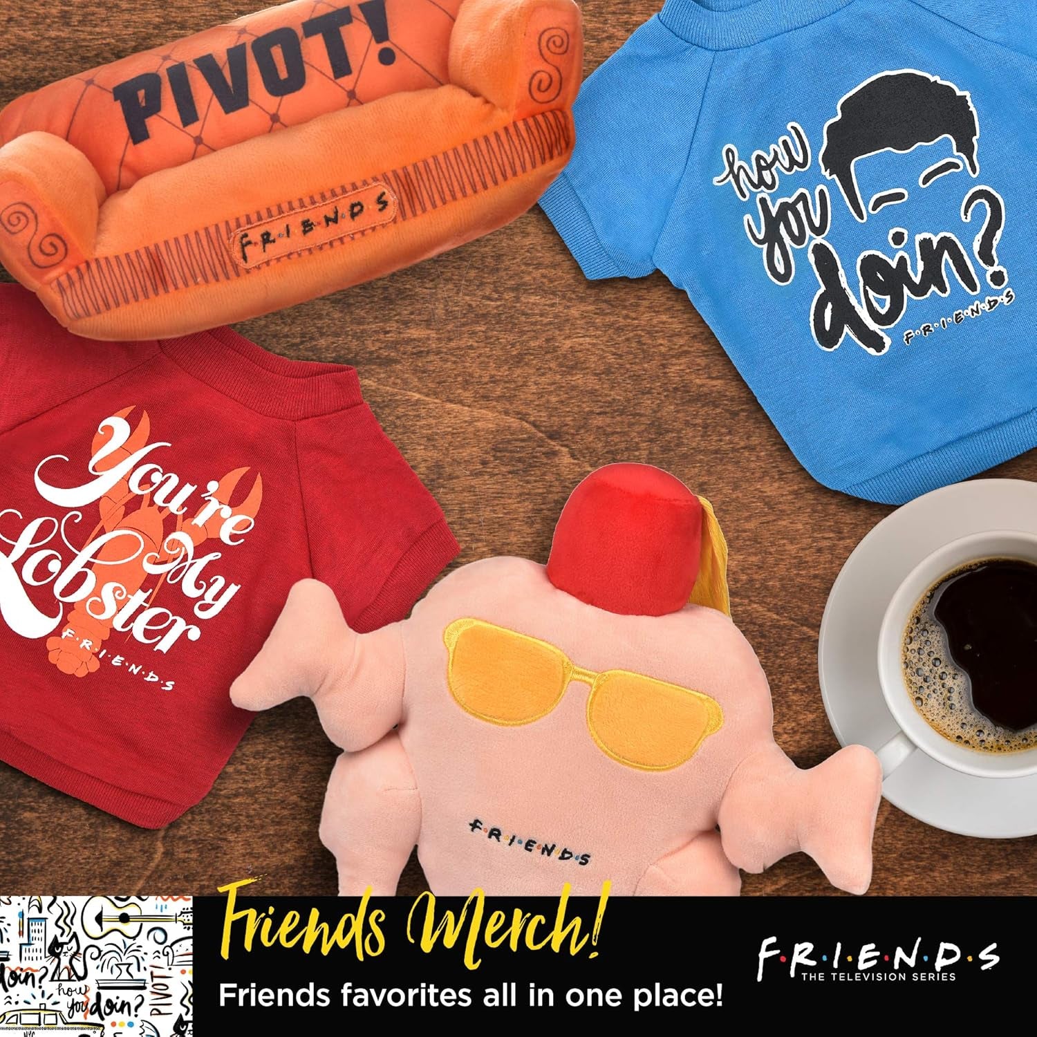 Central Perk Mug Dog Toy – Plush, Rope Handle