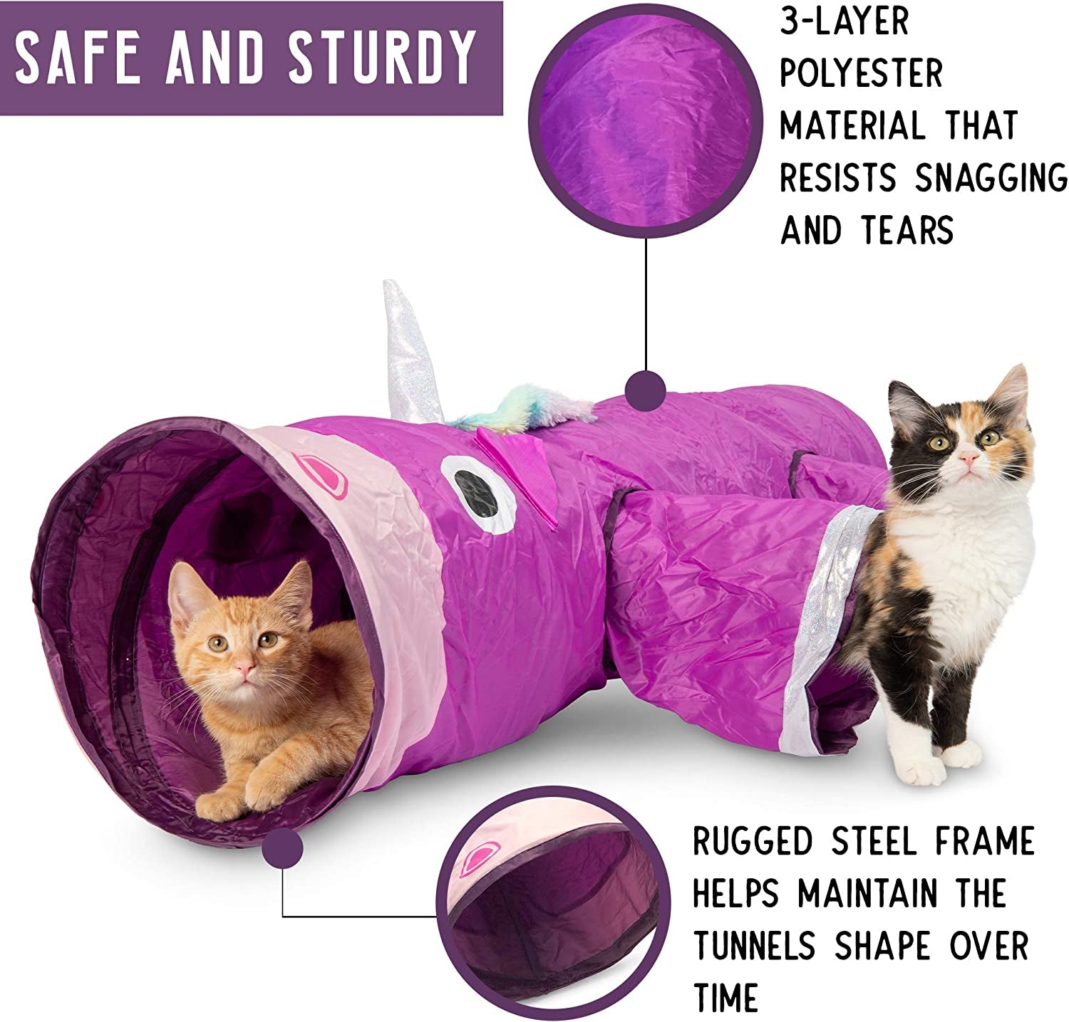 Magic Mewnicorn Cat Tunnel – 5-Way Crinkle Hideout for Small Pets