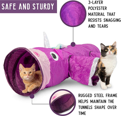 Magic Mewnicorn Cat Tunnel – 5-Way Crinkle Hideout for Small Pets