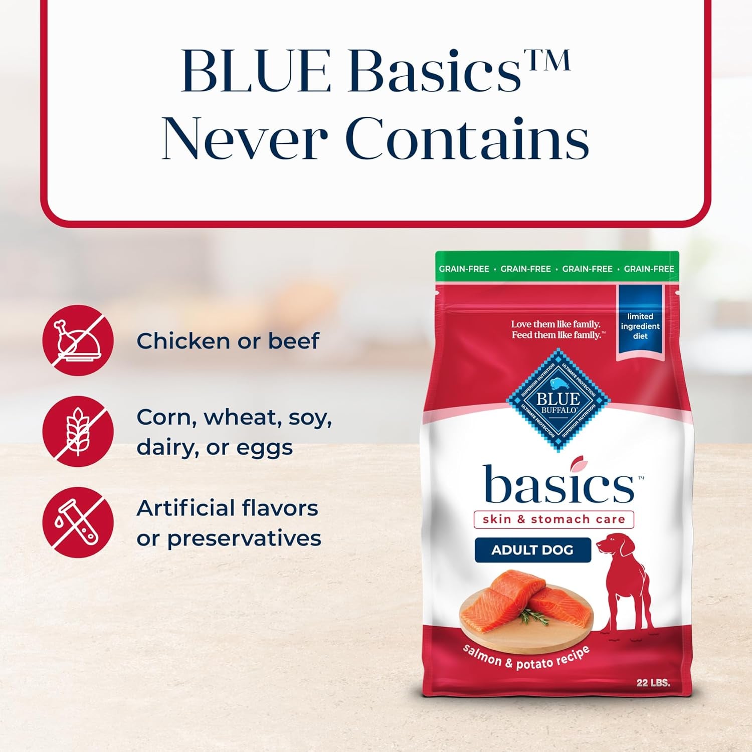 Basics Grain-Free Salmon Recipe Dry Dog Food – 22 lb