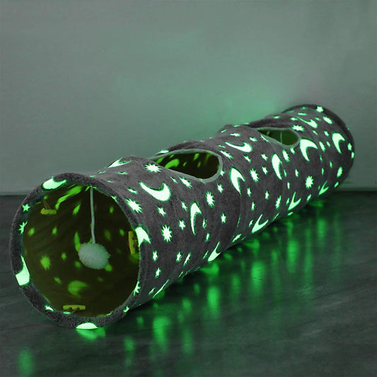 Glow Tunnel with Plush Ball – Grey Moon & Star