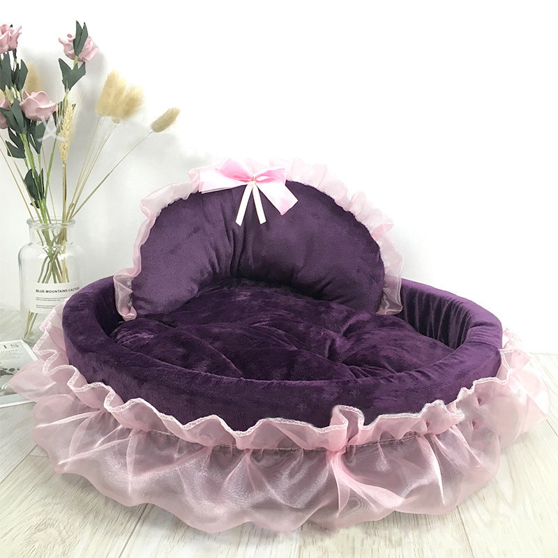 Princess Style Pet Bed – Soft & Dreamy