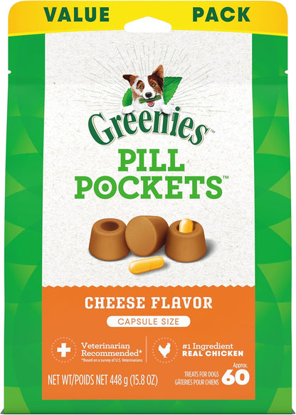 Greenies Pill Pockets Cheese Soft Dog Treats – 15.8 oz (60 Count)