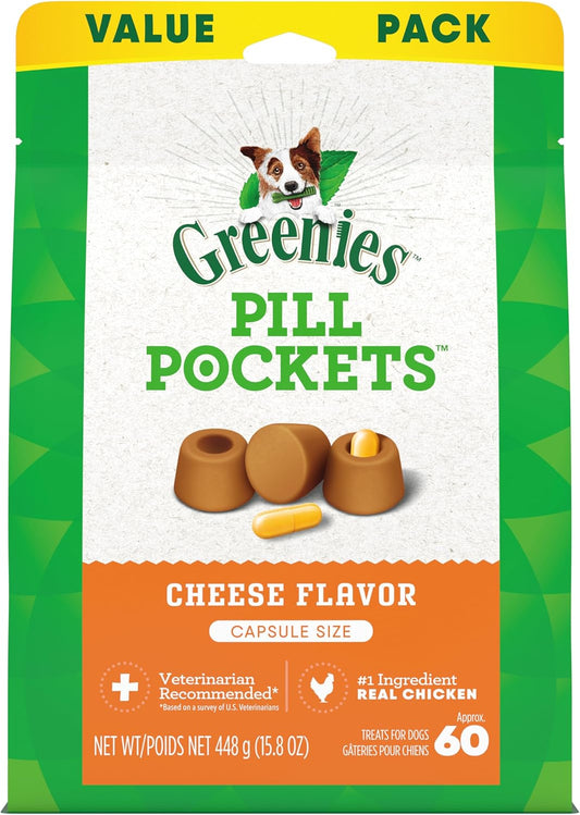 Greenies Pill Pockets Cheese Soft Dog Treats – 15.8 oz (60 Count)