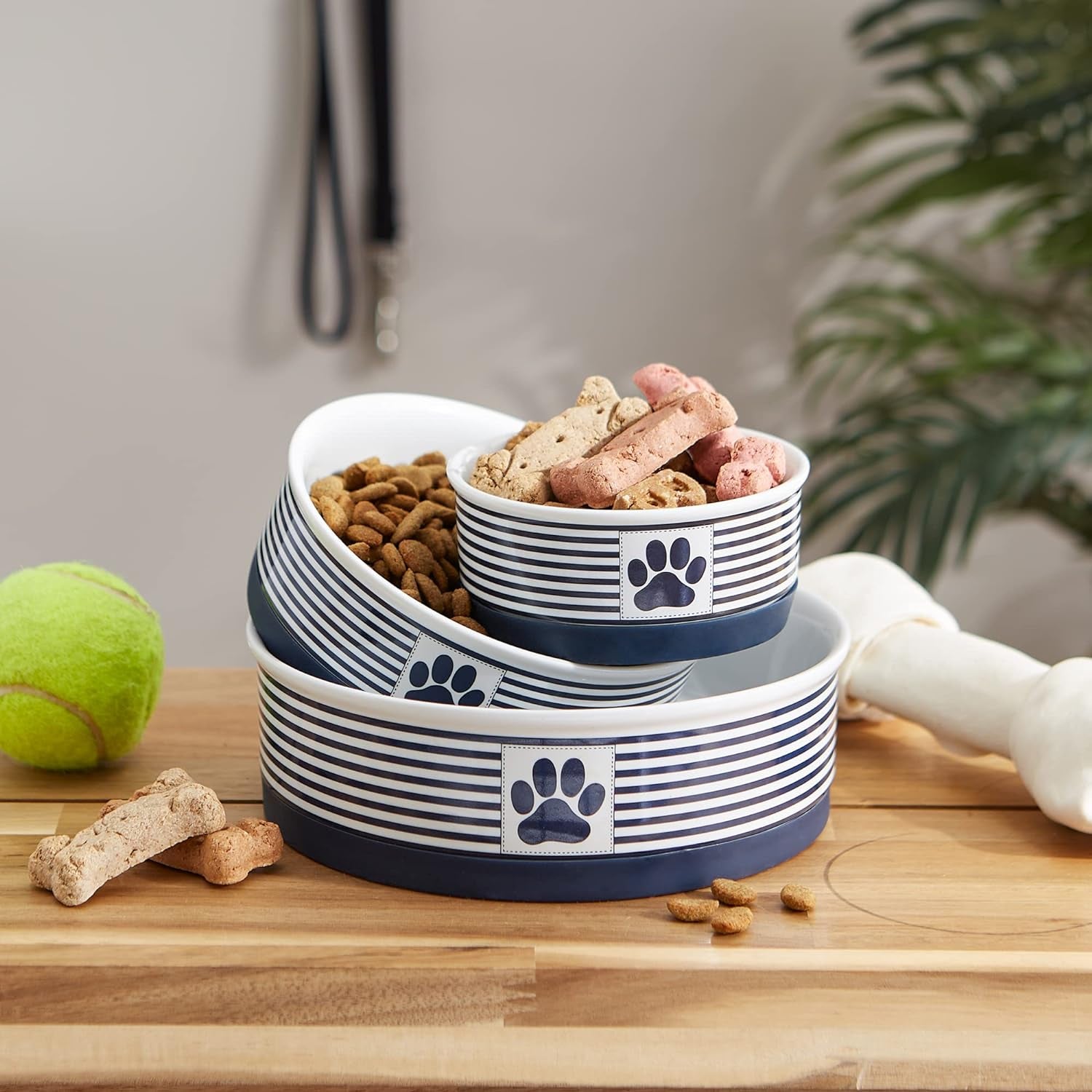 Nautical Blue Cat Bowl – Small Ceramic Dish for Daily Feeding