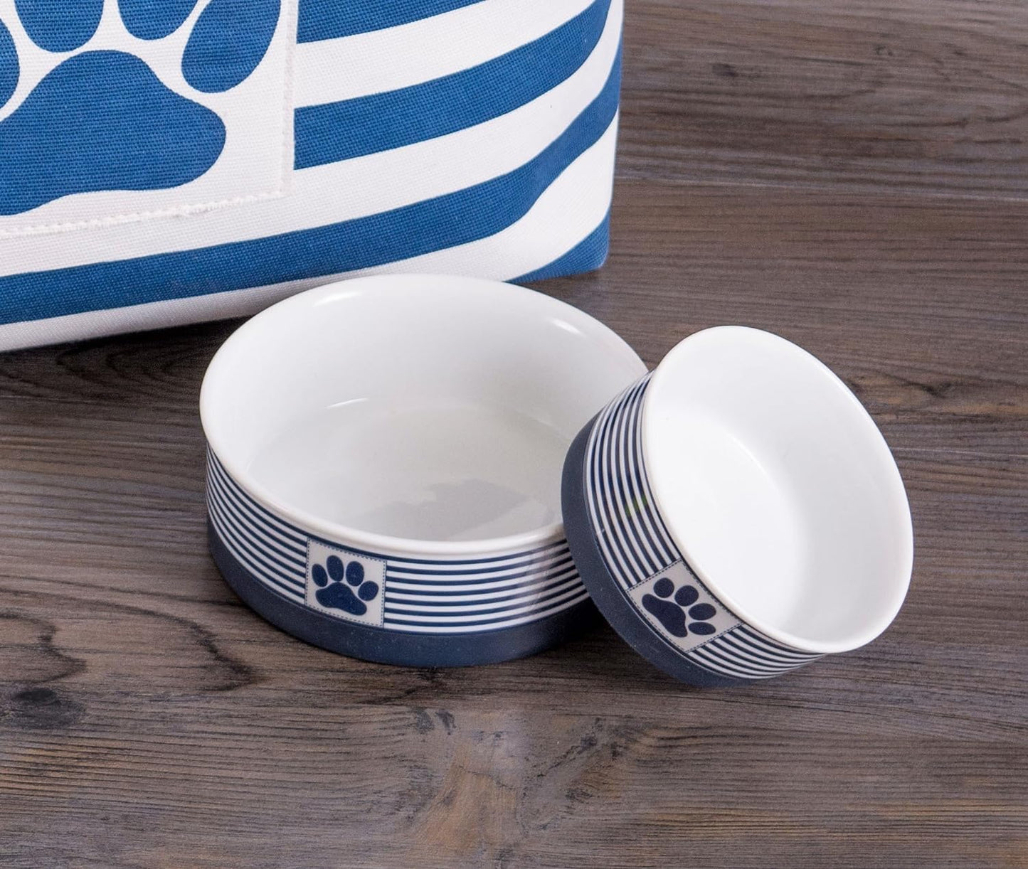 Nautical Blue Cat Bowl – Small Ceramic Dish for Daily Feeding