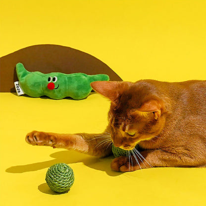 3 in 1 Cat Ball Toy Set – Sisal, Crinkle & Pea Pod