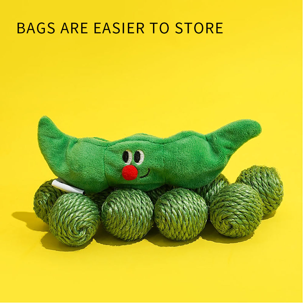 3 in 1 Cat Ball Toy Set – Sisal, Crinkle & Pea Pod
