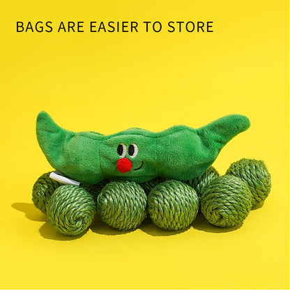3 in 1 Cat Ball Toy Set – Sisal, Crinkle & Pea Pod