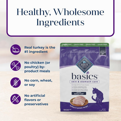 Basics Turkey & Potato Grain-Free Indoor Dry Cat Food – 11 lb