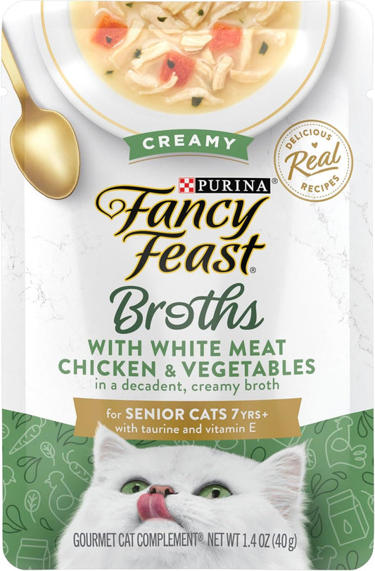 Purina Senior Creamy Chicken Cat Food Broth Topper – 1.4 oz x 16 Pack