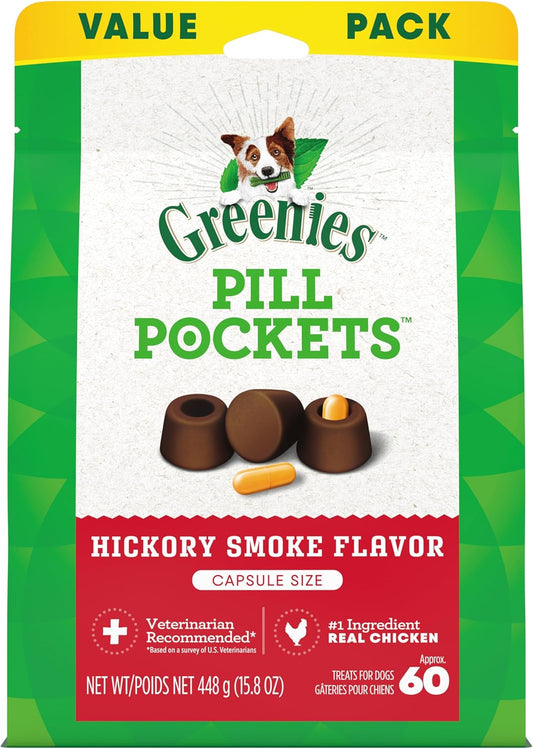 Greenies Pill Pockets Hickory Smoke Soft Dog Treats – 15.8 oz (60 Count)