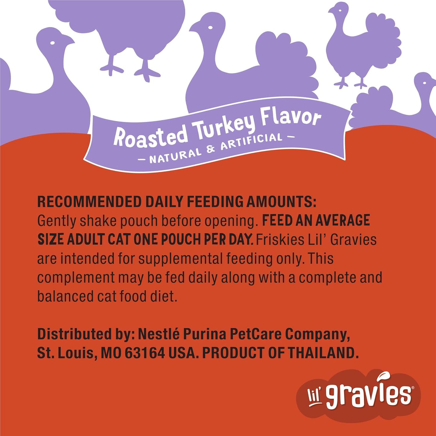 Lil’ Gravies Roasted Turkey Cat Treat Pouches – 1.55 oz x 16 Pack