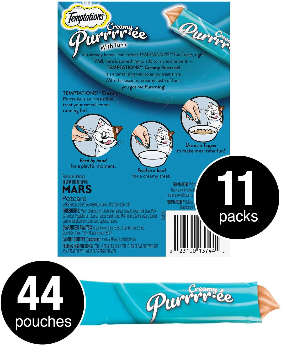 Temptations Tuna Creamy Puree Wet Cat Treats – 0.42 oz. (44 Pack)