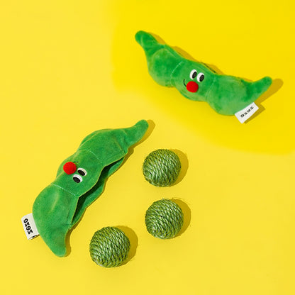 3 in 1 Cat Ball Toy Set – Sisal, Crinkle & Pea Pod