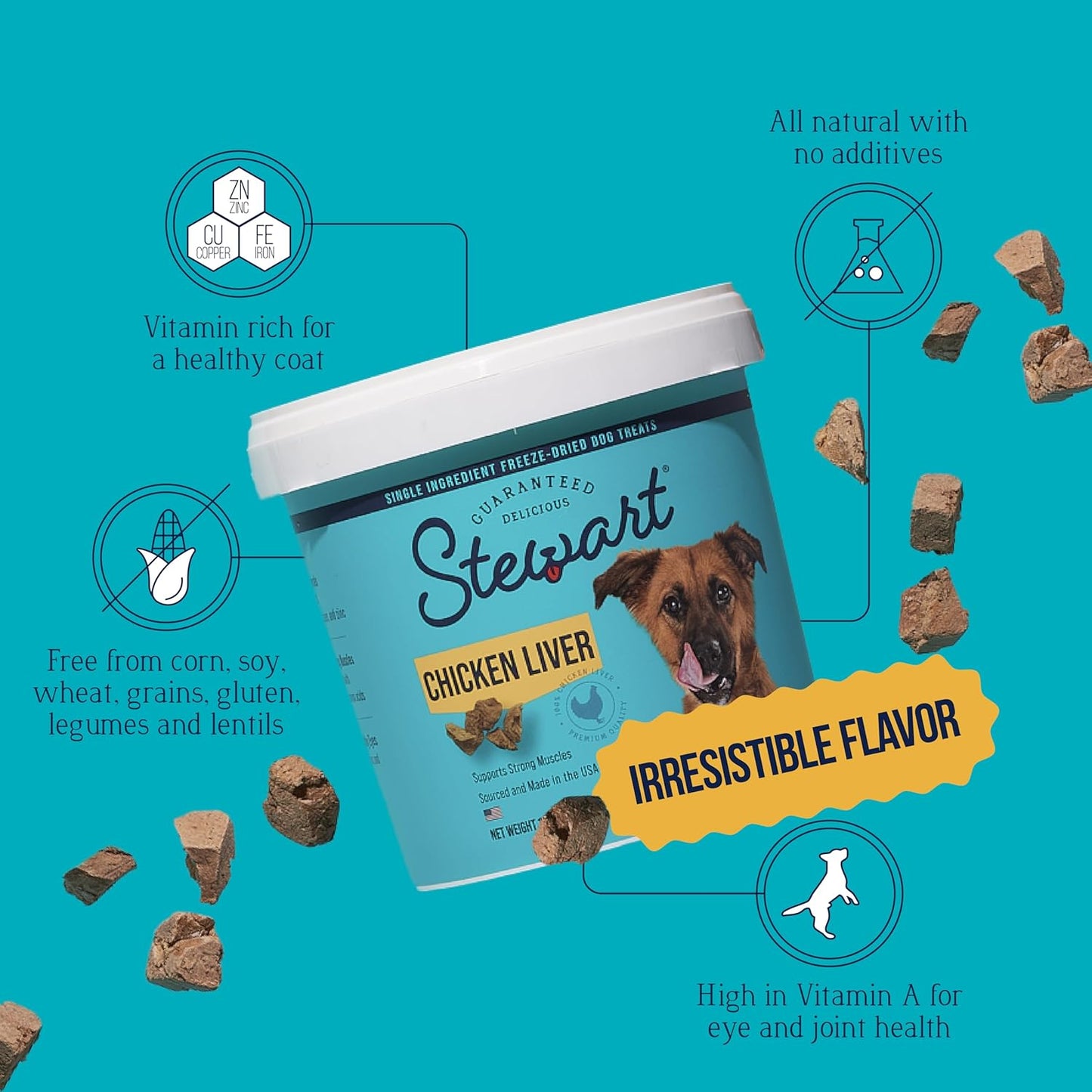 Stewart Freeze-Dried Chicken Liver Raw Dog Treats – 1.5 oz