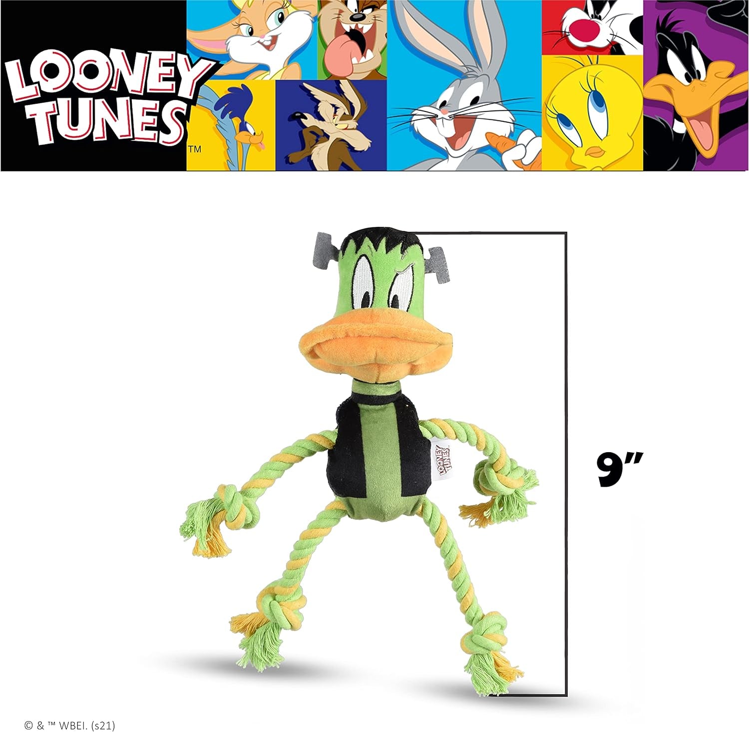 Daffy Duck Frankenstein Dog Toy – Halloween Tug & Squeak Fun