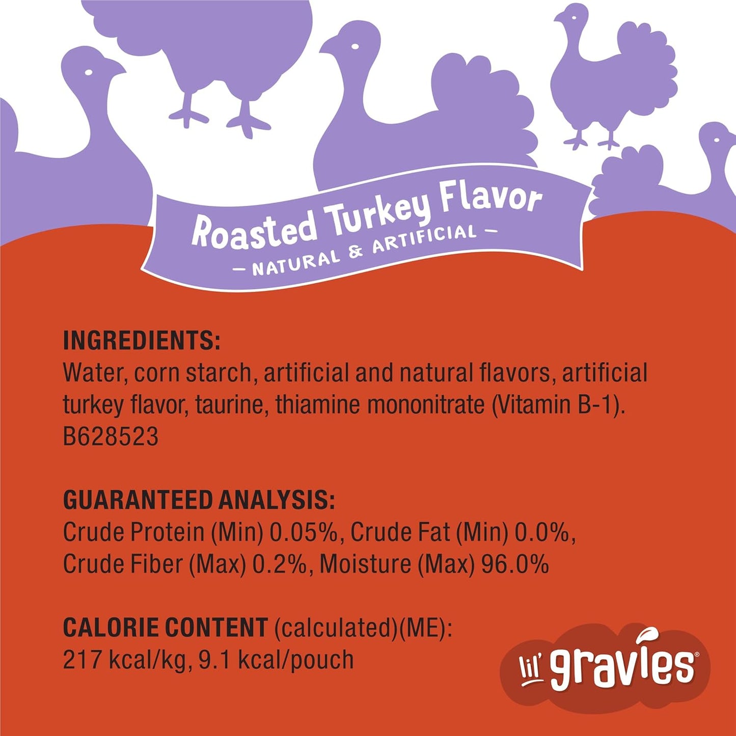 Lil’ Gravies Roasted Turkey Cat Treat Pouches – 1.55 oz x 16 Pack