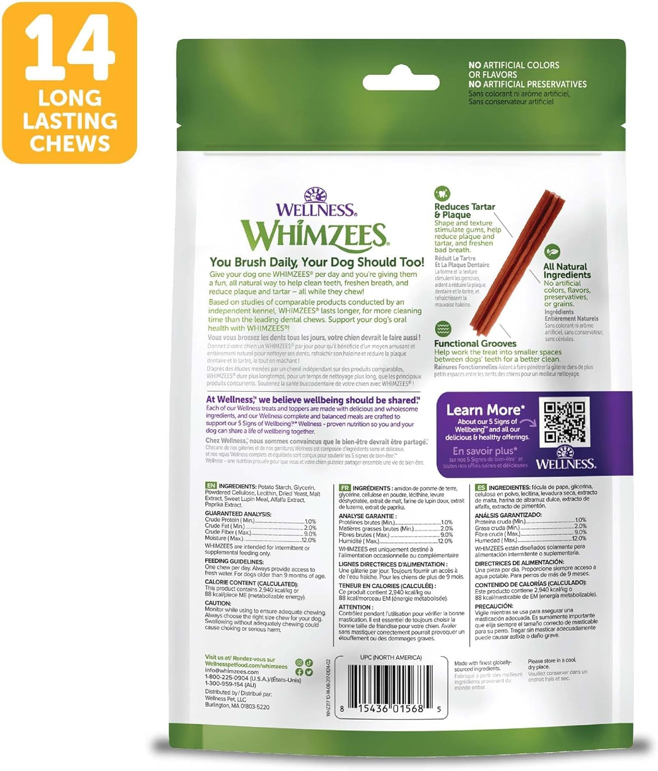 Wellness Dental Stix – Dog Chews for Clean Teeth (14 Count)