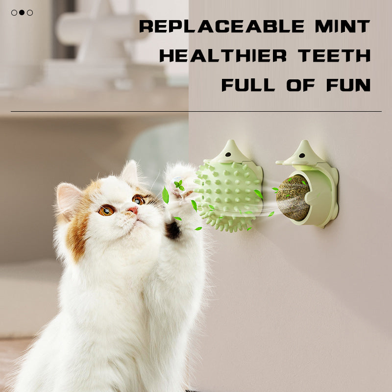 Cat Wall Corner Groomer – Self-Massaging Brush with Catnip Slot