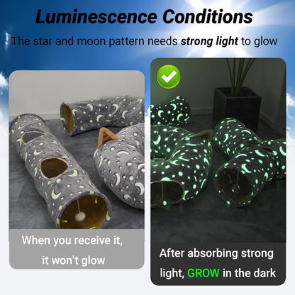 Glow Tunnel with Plush Ball – Grey Moon & Star