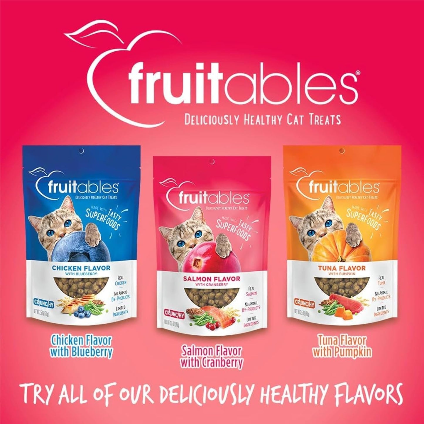 Fruitables Helathy Crunchy Salmon & Cranberry Cat Treats – 2.5 oz
