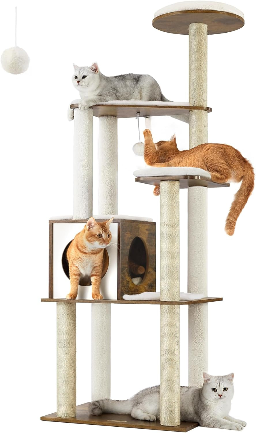 Woodywonders Cat Tower – 65" Multi-Level Indoor Climber