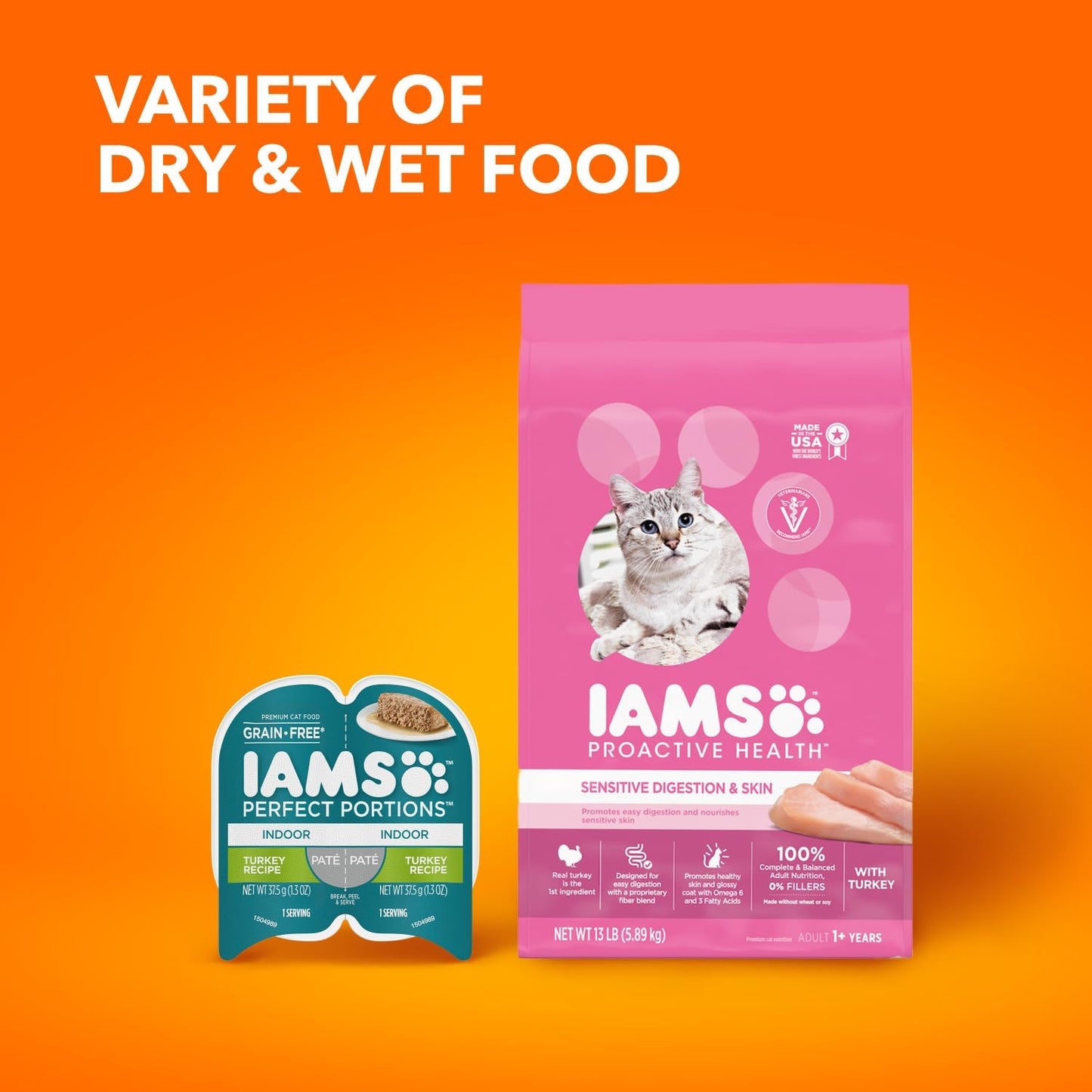 IAMS Proactive Health Adult Sensitive Digestion & Skin Turkey Dry Cat Food - 13 lb