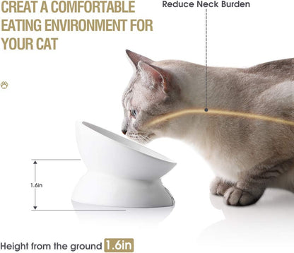 Ceramic Cat Bowl – Raised Design for Spine Comfort