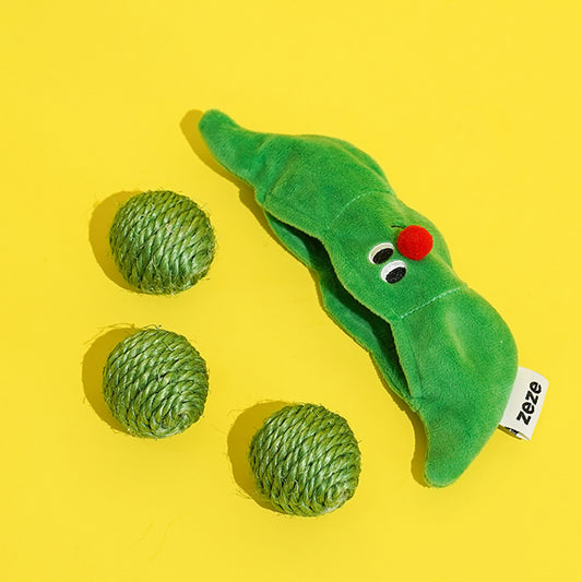 3 in 1 Cat Ball Toy Set – Sisal, Crinkle & Pea Pod