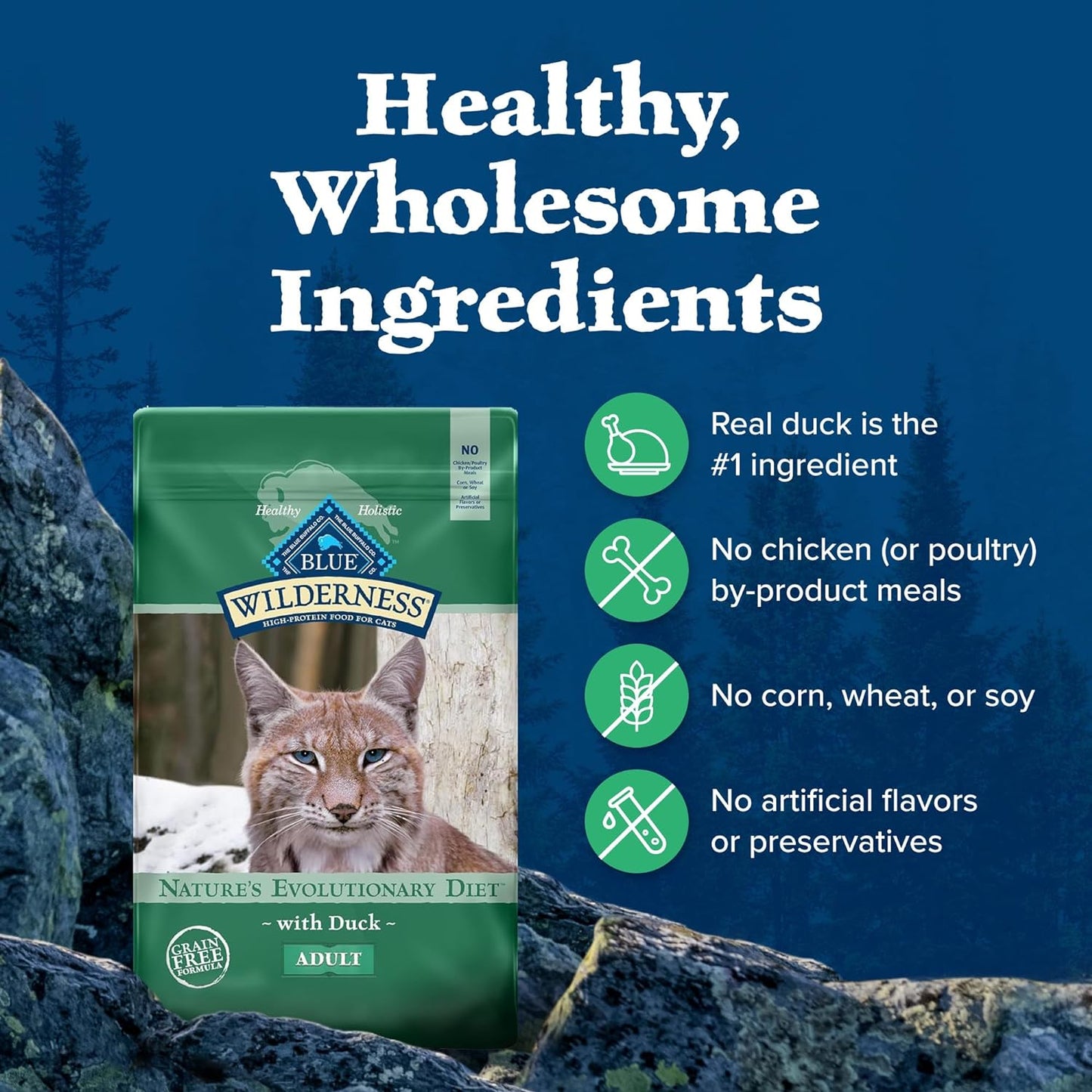 Blue Buffalo Wilderness Natural Duck Dry Cat Food - 11 lb
