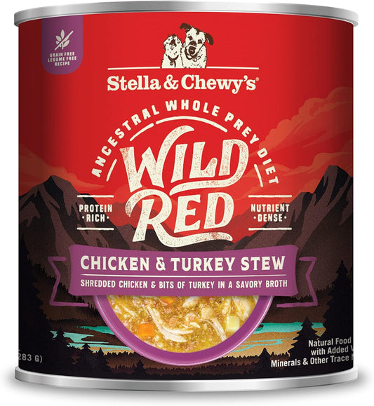 Wild Red Chicken & Turkey Stew Wet Dog Food – 10 oz x 6 Pack