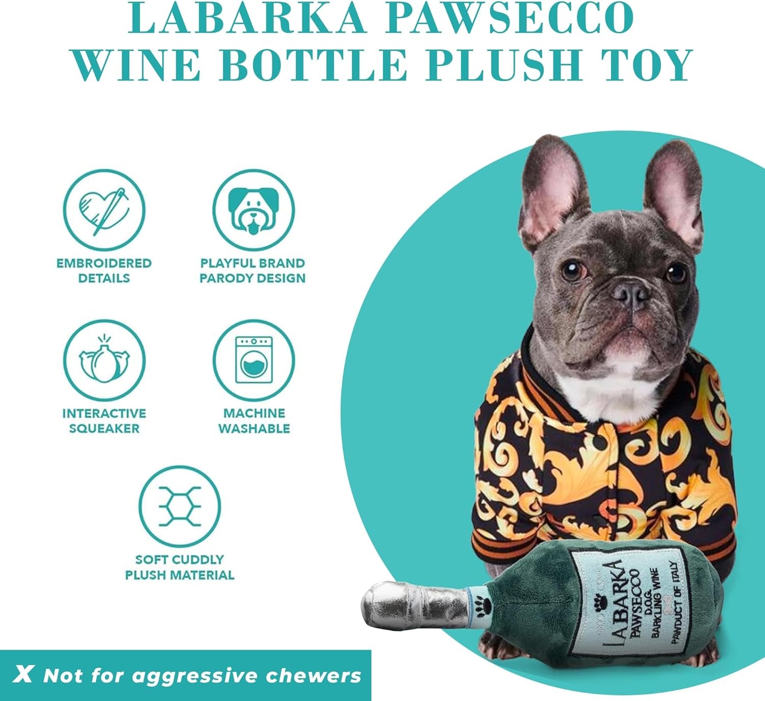 Pawsecco Dog Toy – Plush & Squeaky Designer Fun