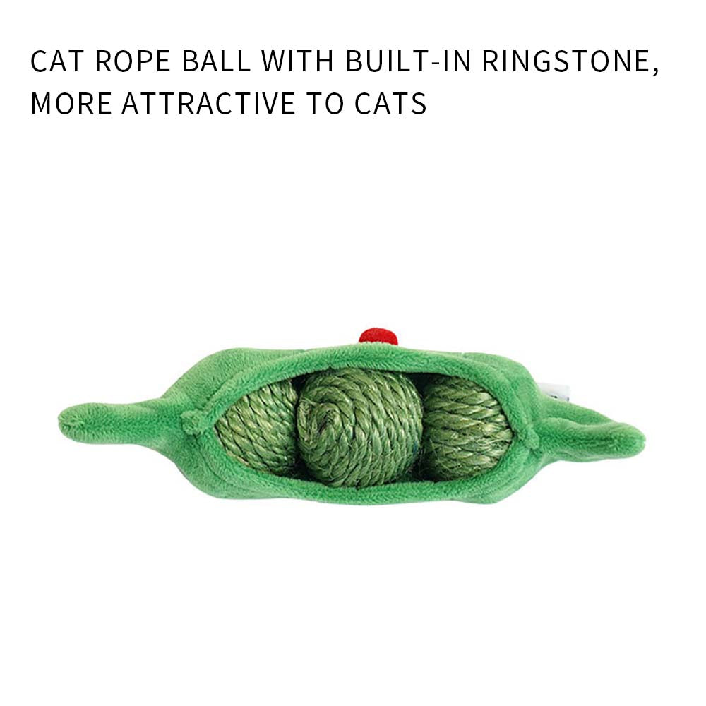 3 in 1 Cat Ball Toy Set – Sisal, Crinkle & Pea Pod