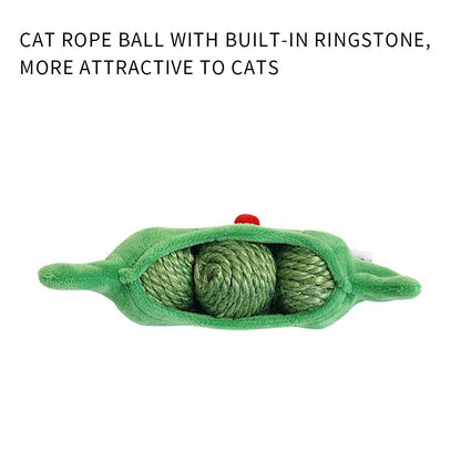 3 in 1 Cat Ball Toy Set – Sisal, Crinkle & Pea Pod