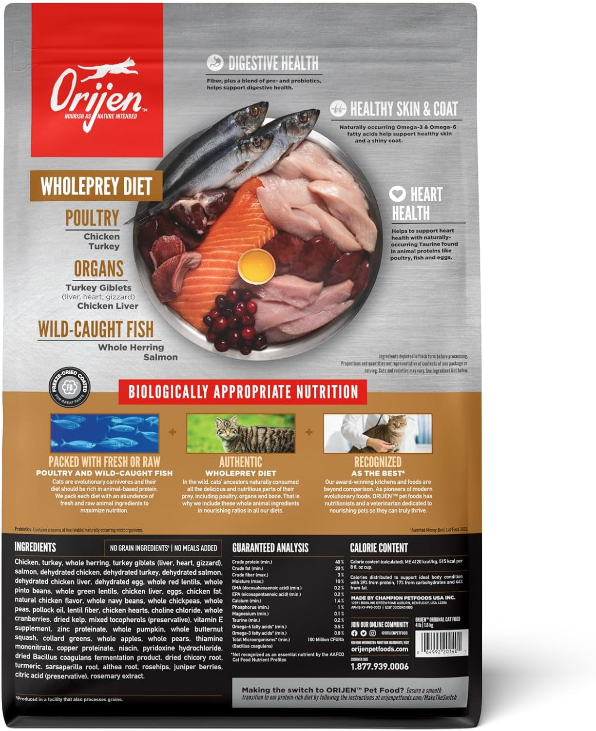 Orijen Original Grain Free High Protein Dry Cat Food – 4 lb