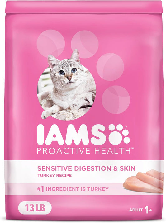 IAMS Proactive Health Adult Sensitive Digestion & Skin Turkey Dry Cat Food - 13 lb