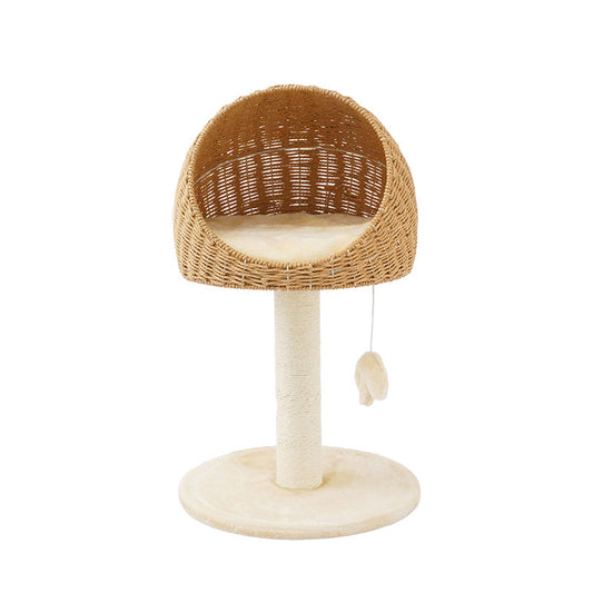 Rattan Cat Tree – Climbing Tower with Nest