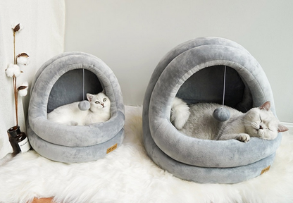 Velvet Pet Nest – 2-in-1 Cozy & Playful Bed