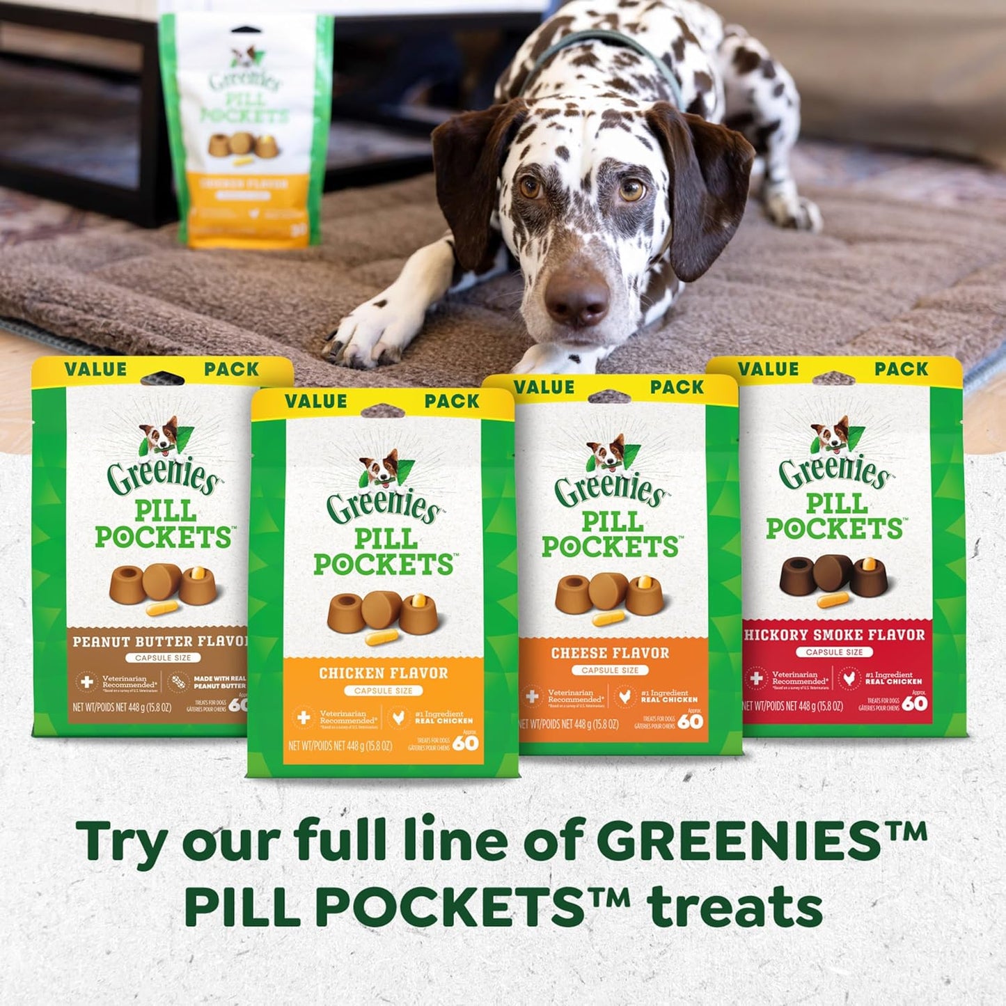 Greenies Pill Pockets Cheese Soft Dog Treats – 15.8 oz (60 Count)