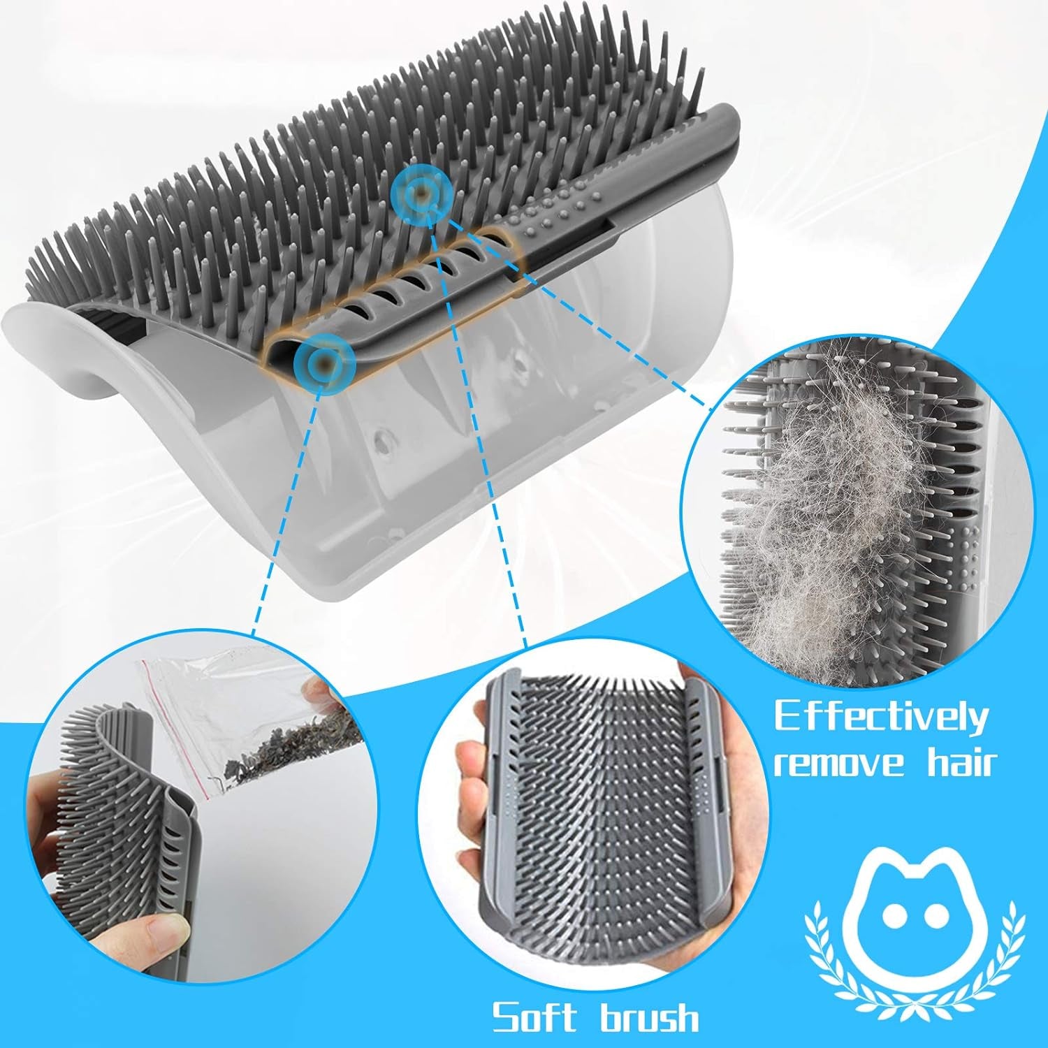 Corner Cat Groomer – 2-Pack, Face Massager & Fur Comb