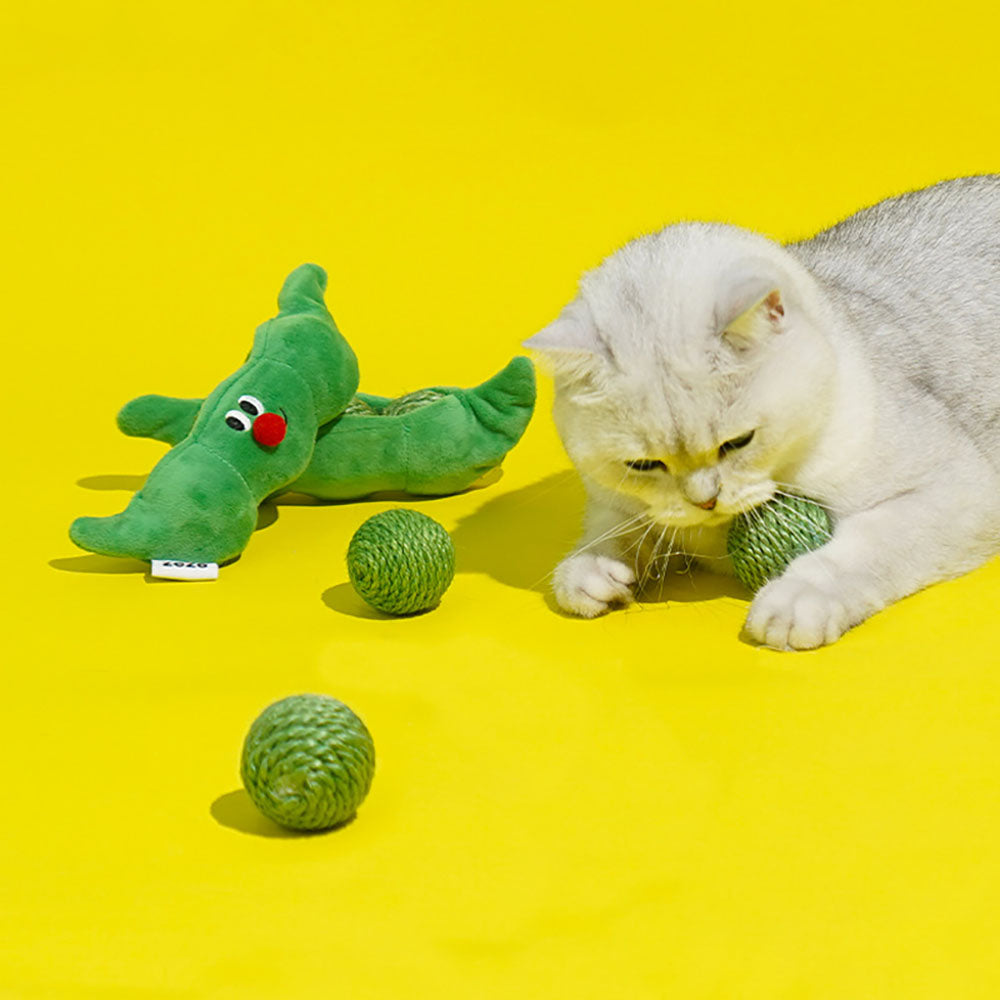 3 in 1 Cat Ball Toy Set – Sisal, Crinkle & Pea Pod