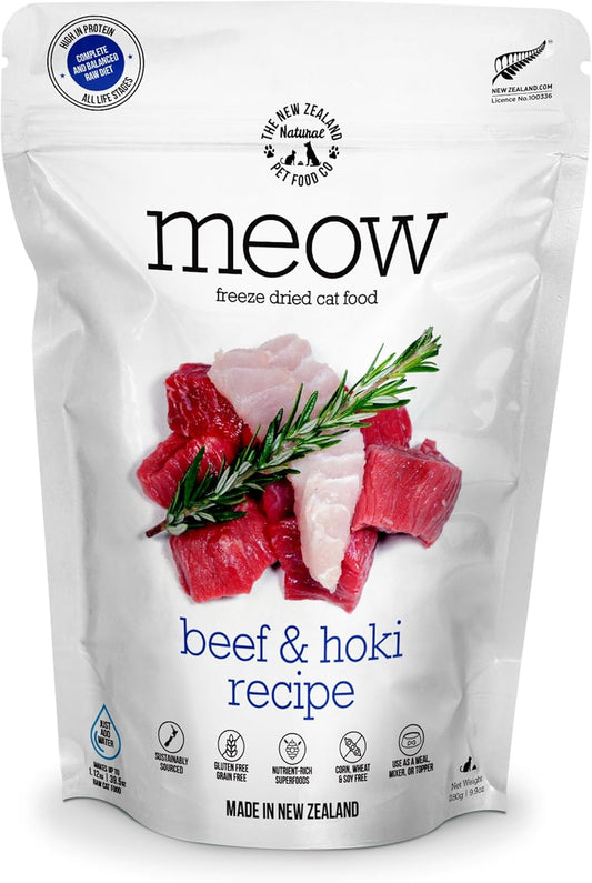Meow Beef & Hoki Freeze-Dried Raw Cat Food – 9.9 oz.